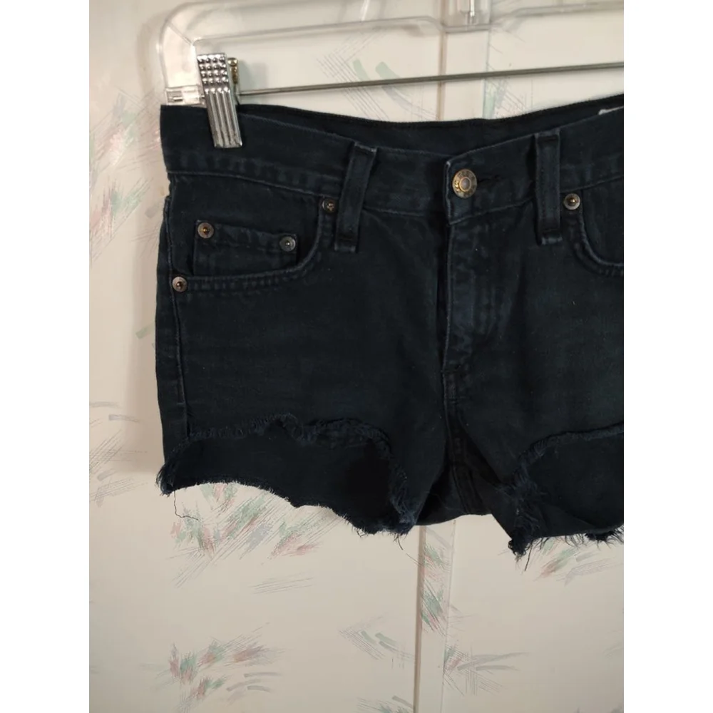 Rag & Bone Black Cut Off Jean Shorts 24 - Picture 2 of 12